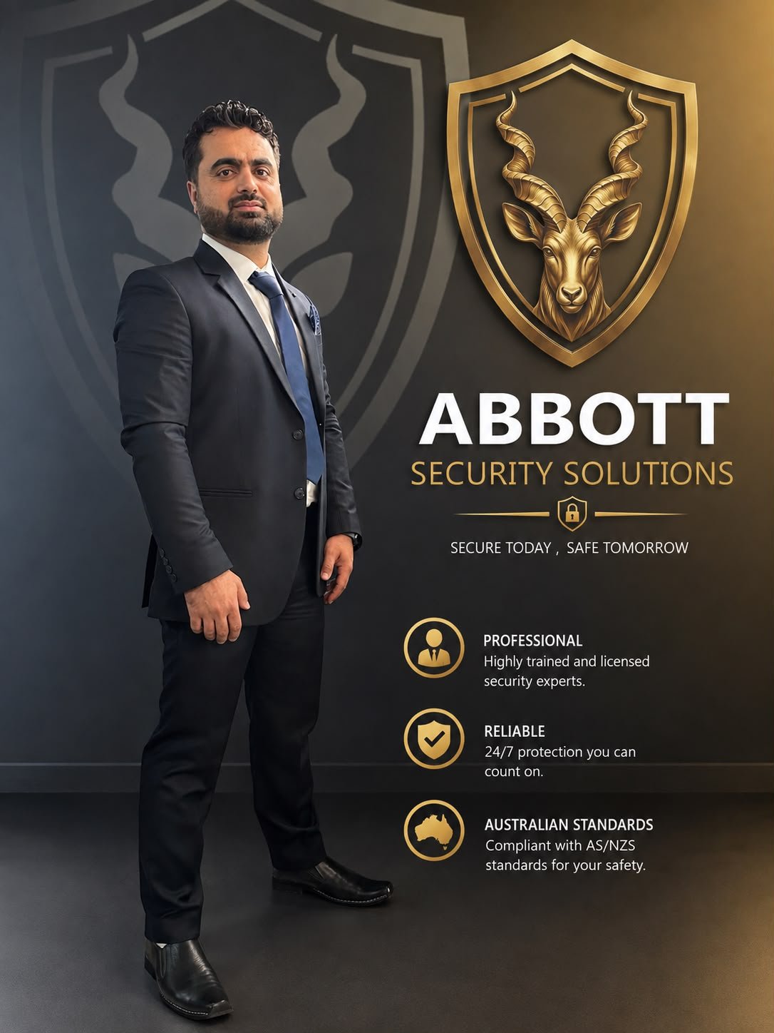 Abbott Security technician installing a CCTV camera